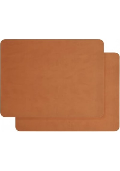 2 Adet Amerikan Servis 44x35 Cm Taba Renk Suni Deri Masa Altlığı, Su Geçirmez, Kaymaz, Isıya Dayanıklı Şık Diğer