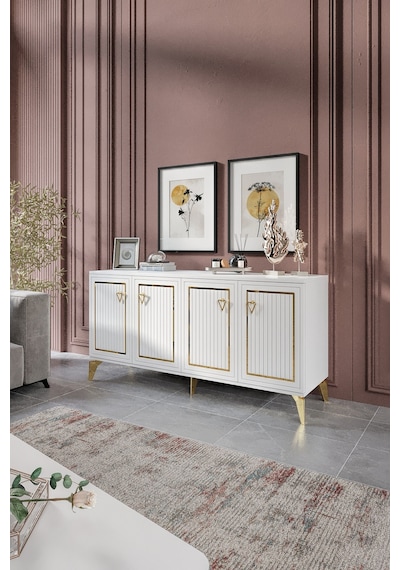 TREND KONSOL MDF MEBRAN KAPAK BEYAZ GOLD