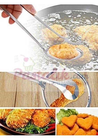 Buffer Çok Amaçlı Süzgeçli Paslanmaz Metal Haşlama Ve Kızartma Maşası Sarı