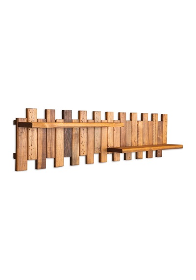 Ahşap Duvar Rafı Çit 2 Raflı Çit Model Bambu