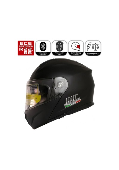 M966 V2 Mat Siyah Motosiklet Kaskı Güneş Vizörlü Çene Açılır Motorcu Kask