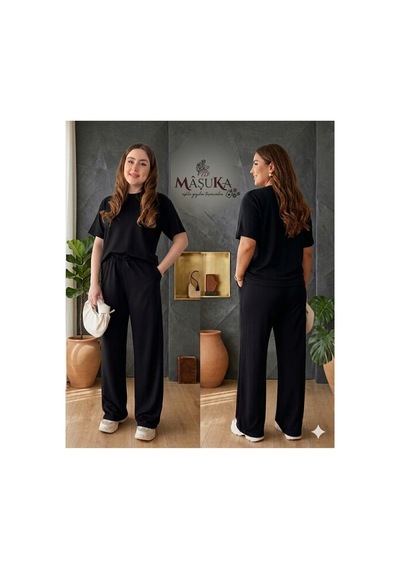 Maşuka Kadın Premium Oysho Kristal Kumaş Rahat Kalıp Eşofman Takım - Kısa Kollu Şık Ev Ve Sokak Modası Siyah Siyah Maşuka Kadın Premium Oysho Kristal Kumaş Rahat Kalıp Eşofman Takım - Kısa Kollu Şık Ev Ve Sokak Modası Siyah Siyah