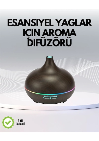 Mey İthalat 7 Renk Işıklı Ultrasonik Hava Difüzörü Sessiz Ve Güvenli Kullanım