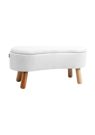 Scala Sandıklı Bohem Ahşap Ayaklı Puf/bench, Kırık Beyaz
