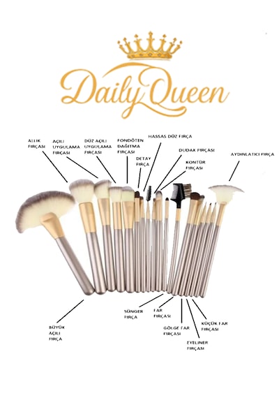 Daily Queen Makyaj Fırça Seti Deri Çantalı Lüx Ve Kaliteli