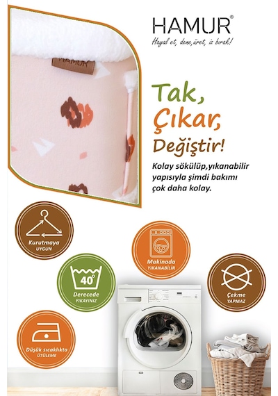 Yıkanabilir Puf Tabure Kılıfı Tak-Çıkar-Değiştir-Yenile Orta Sehpa Kılıfı Bb Ada