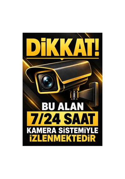 Kamera Uyarı Levhası 7/24 Kamera Sistemi İle İzlenmektedir Villa Bina Apartman İş Yeri Güvenlik Kamerası Tabelası 5 Mm Dekota Modern