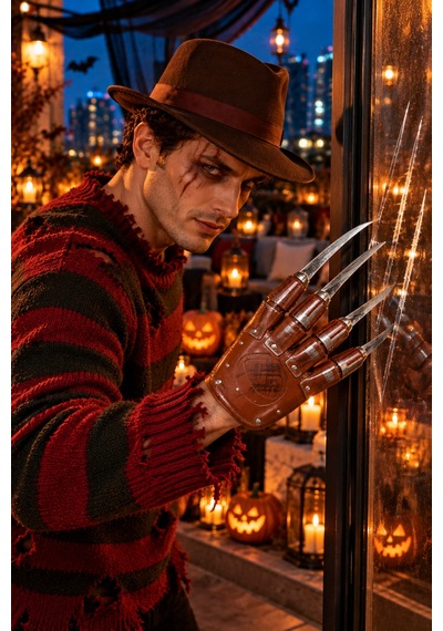 Halloween Freddy Tarzı 4 Pençeli Eldiven Metal Görünümlü Cadılar Bayramı Korku Kostüm Aksesuarı