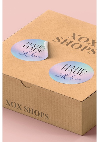 Pastel Handmade With Love Mavi Sticker 3x3cm St2246 Çok Renkli