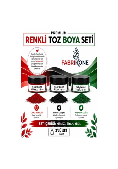 3'lü Set Premium Parafin Soya Wax Toz Mum Boyası Hobi Seti - 5 Cc Kırmızı, Siyah, Yeşil Bkfab3ksy5g Karışık