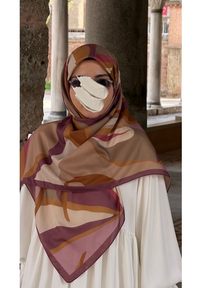 Qalortex Scarf Pamuklu Soft Rânâ Desen Eşarp-gül Kurusu