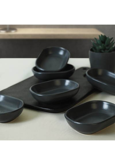 Keramika Mat Koyu Gri Noyan Çerezlik 11 Cm 6 Adet 627