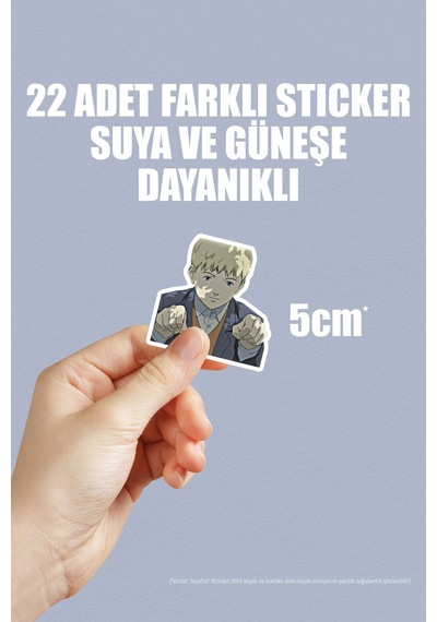 Monster Anime Telefon Laptop Bullet Journal Yapışkanlı Folyo Sticker Paketi 22 Adet Çok Renkli