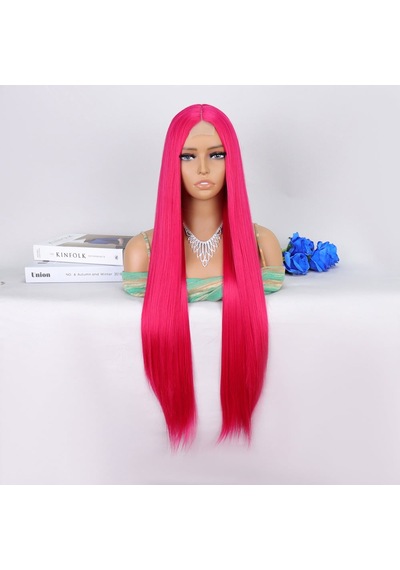 Koyu Pembe Ekstra Uzun Tül Peruk - Zmff-582412 Renkli
