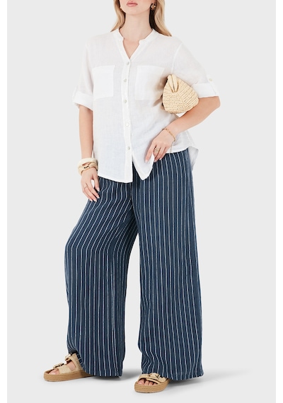 Via Dante Çizgili Relaxed Fit Yüksek Bel Bol Paça Keten Pantolon Bayan Pantolon 5056rn Lacivert Via Dante Çizgili Relaxed Fit Yüksek Bel Bol Paça Keten Pantolon Bayan Pantolon 5056rn Lacivert