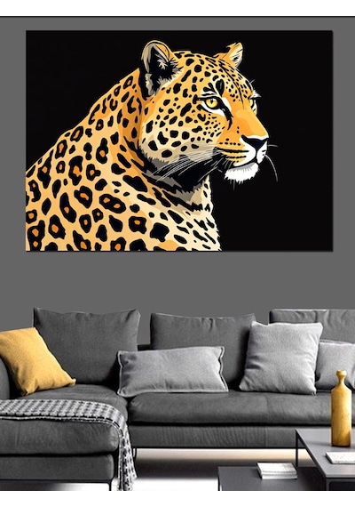 Yırtıcı Leopar Deseni Dekoratif Kanvas - Mdf Ahşap Tablo
