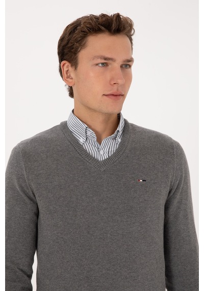 U.s. Polo Assn. Erkek Gri Melanj Kazak /triko 50313668-vr086 Grı Melanj