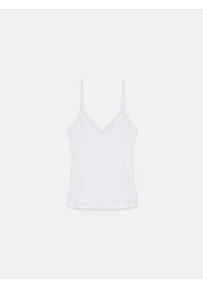 Dilvin 21191 Dantelli Top-beyaz