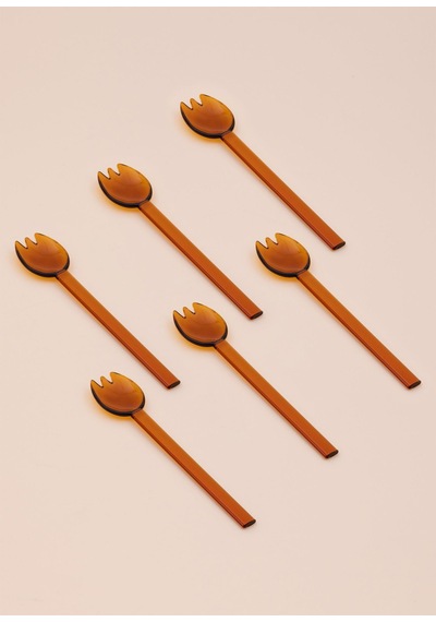 The Mia Abiete Dondurma Ve Tatlı Kaşığı Amber 6lı Set Turuncu