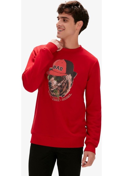 Bad Bear Rebel Crewneck Erkek Kırmızı Sweatshirt 23.02.12.019-c54 Kırmızı