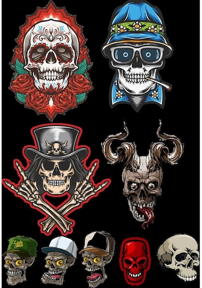 İskelet Sticker Set-4 9 Parça Telefon, Tablet, Defter, Laptop Sticker