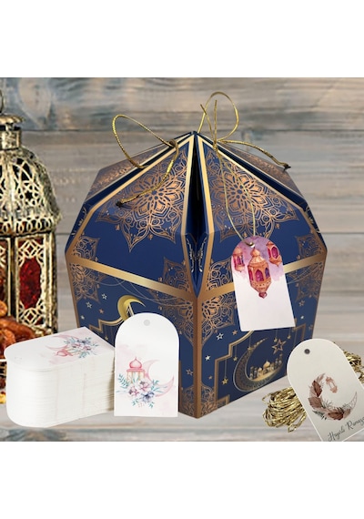 3lü Ramazan Temalı Hediye, Tebrik Kartı Seti, Delikli Ambalaj Paketleme Etiketleri, 4.5x7.5 Cm, 27 A