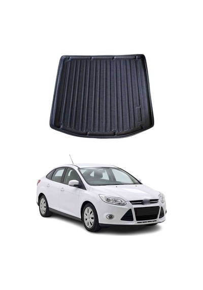 Ford Focus 3 Sedan 2011-2014 Arası Uyumlu Araca Özel Kauçuk Bagaj Havuzu Siyah Kalın Stepneli İçin