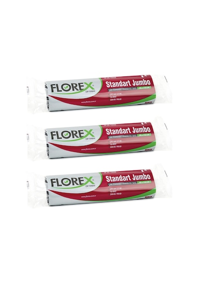 Florex Standart Jumbo Boy Çöp Torbası 80x110 Cm 10'lu Rulo Siyah 3 Rulo (30 Adet)
