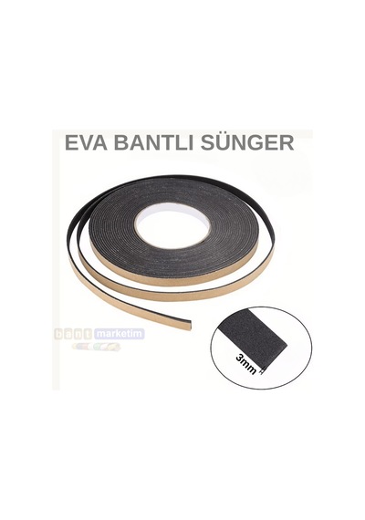 Eva Neopren Conta Sünger Bantlı Sızdırmazlık Bandı 3mm Kalınlıkta 8mmx20mt
