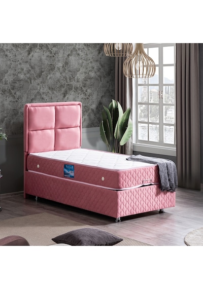 Setaymobilya Baza, Grand Tek Kişilik Pembe Baza + Başlık + Orthosoft Yatak