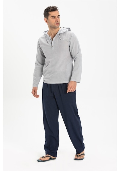 Şile Bezi Kapüşonlu Erkek Sweatshirt Gri Gri