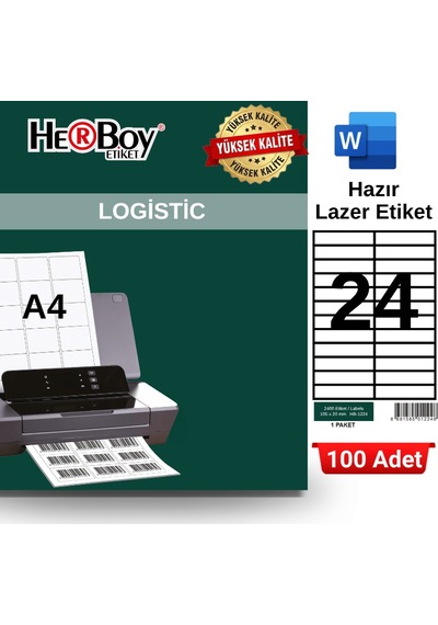 Herboy Hb-1224 105 X 23 Mm A4 Laser Etiket 100 Adet