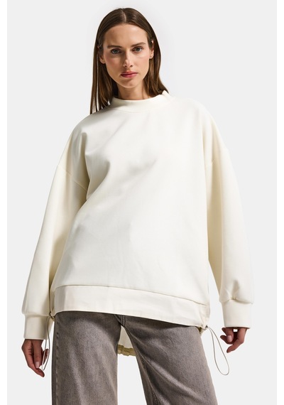 Itsbasic Kadın Ekru W5 Oversize Pamuk Tasarım Sweatshirt