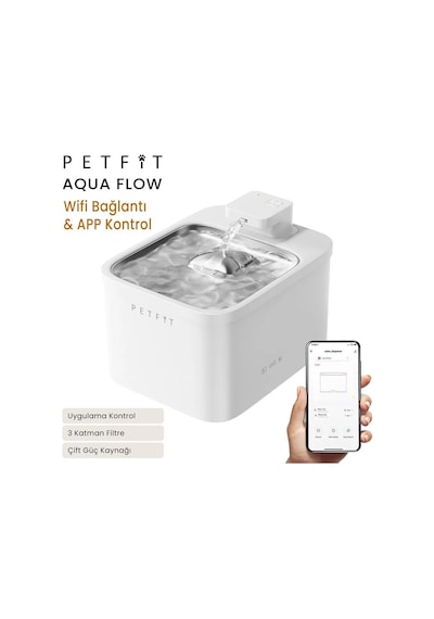 Petfit Aqua Flow Wifi Akıllı Bataryalı Otomatik Kedi Köpek Su Pınarı Çeşmesi Şelalesi+petfit Elevate X 4l Wi-fi Akıllı Otomatik Mama Kabı Besleme Ünitesi Bundle