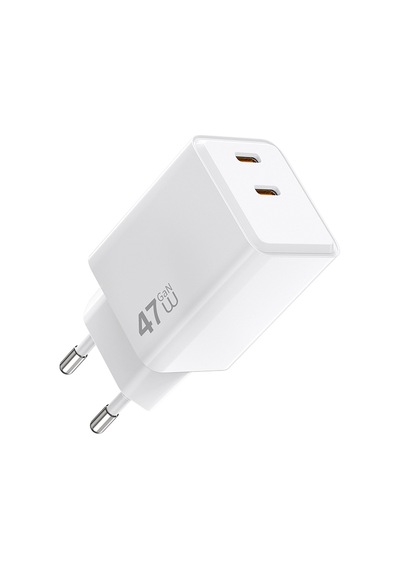 Wiwu Wi-g025 Cube Serisi Dual Type-c Pd Gan Teknolojili Hızlı Şarj Başlığı 47w Beyaz
