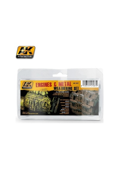 5x35 Ml. Motor Ve Metal Efektleri Enamel Maket Boyası Seti, Ak Interactive 087 Standart