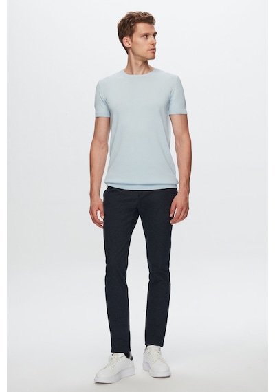 D's Damat Slim Fit Mavi Düz Örgü Rayon Örme T-Shirt 0Ef069421003M Mavi