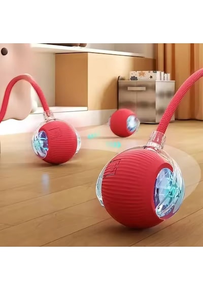 Kedi Oyuncağı Topu Kuyruklu Otomatik Yuvarlanan Top, Hareketli Kuyruk, Usb Şarjlı, Led Işıklı, 3 Oyun Modu, Evcil Hayvanlar İçin Eğlenceli İnteraktif Oyuncak