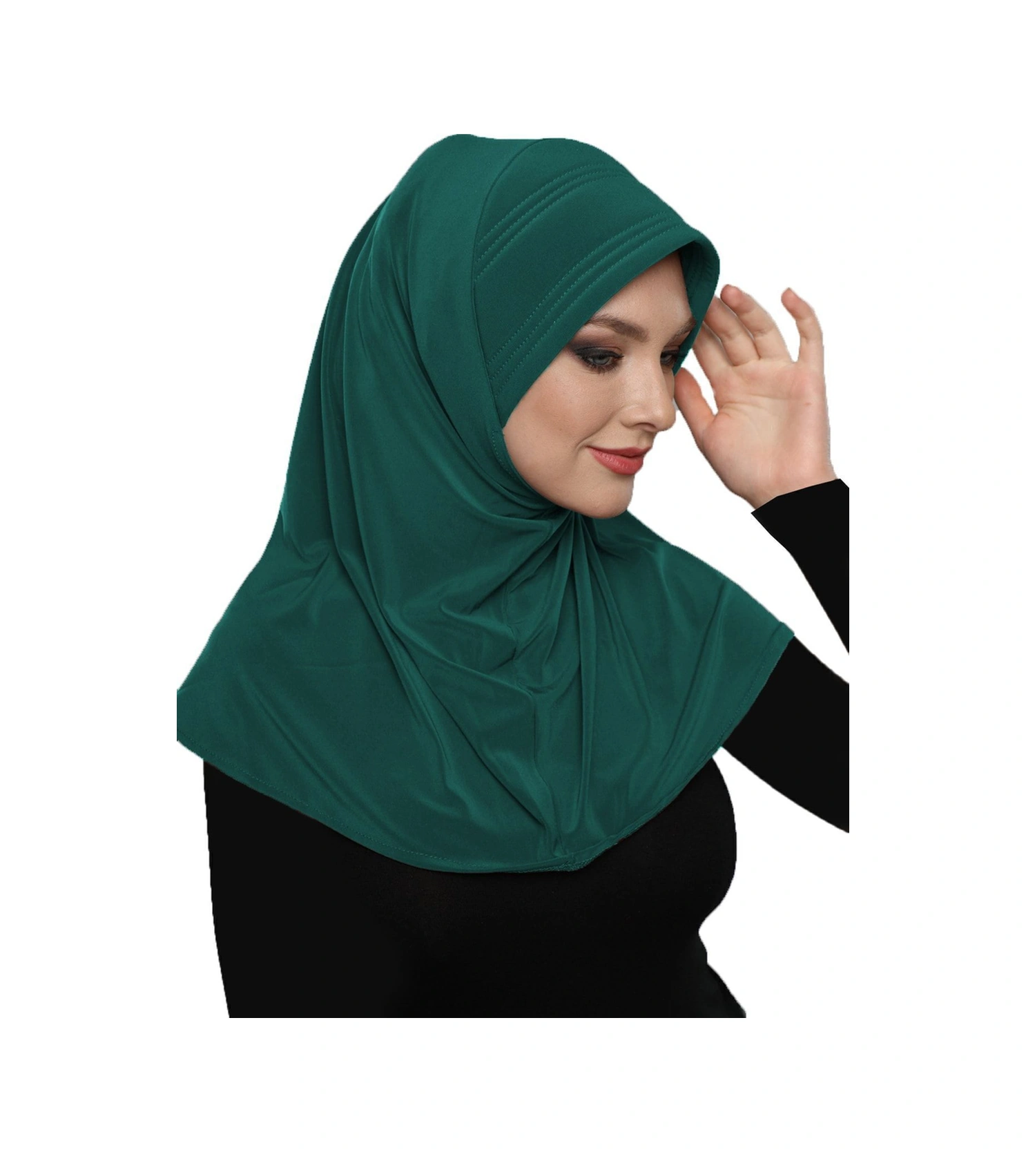 Elysianfidan Takmatik Sade Yeşil Hazır Türban Tesettür Havuz Bonesi Namaz Örtüsü Hürrem