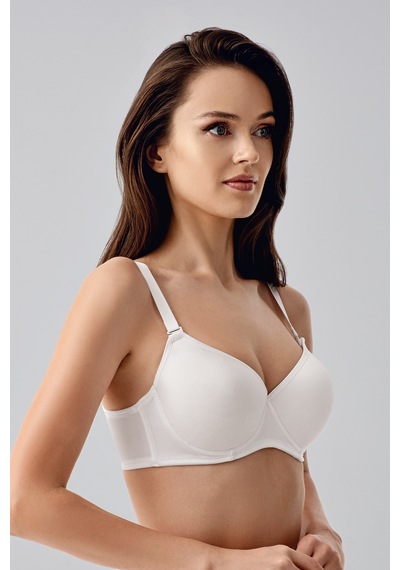 Newbra Kadın Kaplı Balenli/telli Desteksiz C Cup Büyük Beden Sütyen - Beyaz