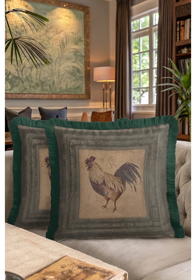 Retro Tavuk Figürlü Saçaklı Yastık Kılıfı - Country Vintage Haki Yeşil Püsküllü Kırlent Kılıfı Pastel Göl Yeşil Retro Tavuk Figürlü Saçaklı Yastık Kılıfı - Country Vintage Haki Yeşil Püsküllü Kırlent Kılıfı Pastel Göl Yeşil