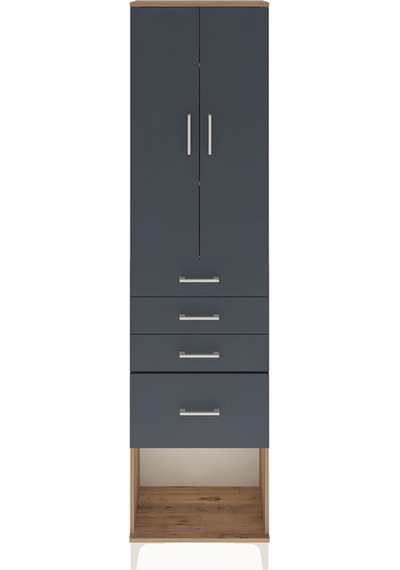 Arges Dolap 3 Raflı 4 Çekmeceli 2 Kapaklı 60x30x243 Çam-antrasit Atlas Çam