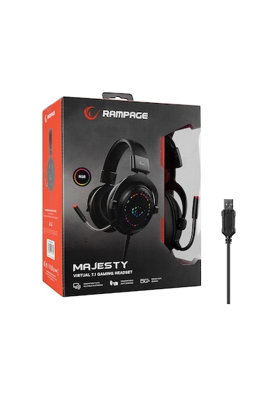 Rampage Majesty Mikrofonlu 7.1 Surround RGB Kulak Üstü Oyuncu Kulaklığı