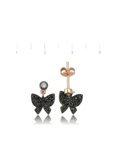 Gumush Gümüş Siyah Kelebek Çivili Küpe N11.49764