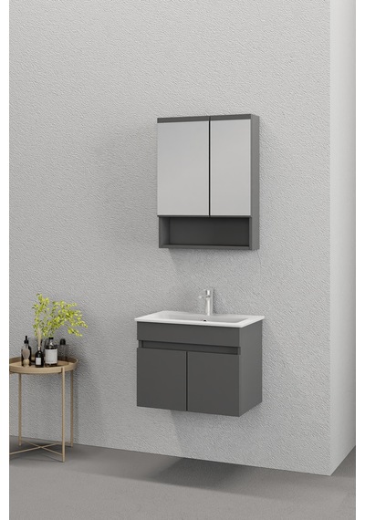 Biani Dalyan 60 Cm Banyo Dolabı Renk Mat Gri