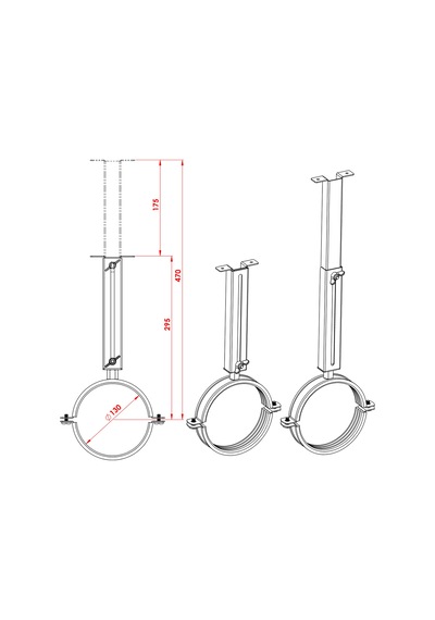 Boru Askısı / Çap: 13 Cm, Boy: 20 40 Cm / Mat Siyah Boyalı / Baba's Stove