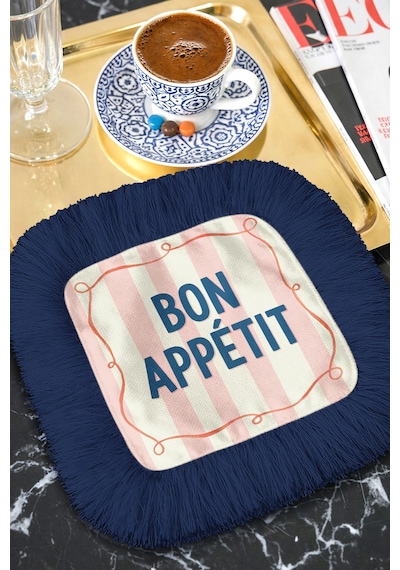 Fransız Bon Appetit Saçaklı Sunum Peçetesi - Şık Pastel Çizgili Bohem Lacivert Bardak Altlığı Mendil Buzlu Sisli Gri Fransız Bon Appetit Saçaklı Sunum Peçetesi - Şık Pastel Çizgili Bohem Lacivert Bardak Altlığı Mendil Buzlu Sisli Gri