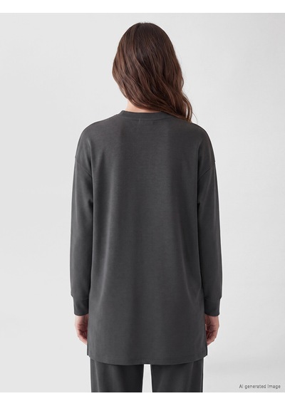Lcw Modest Antrasit Taşlı Soft Touch Kadın Sweatshirt Tunik