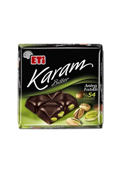 Eti Karam %54 Kakaolu Antep Fıstıklı Bitter Çikolata 60 G - 8 Adet Tarı