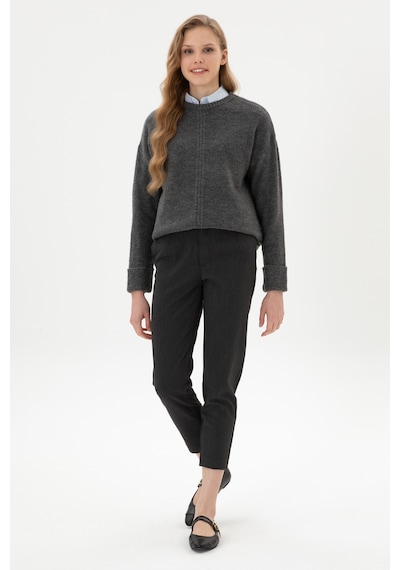 U.S. Polo Assn. Kadın Gri Carrot High Waist Fit Kanvas Pantolon 50318108-VR024